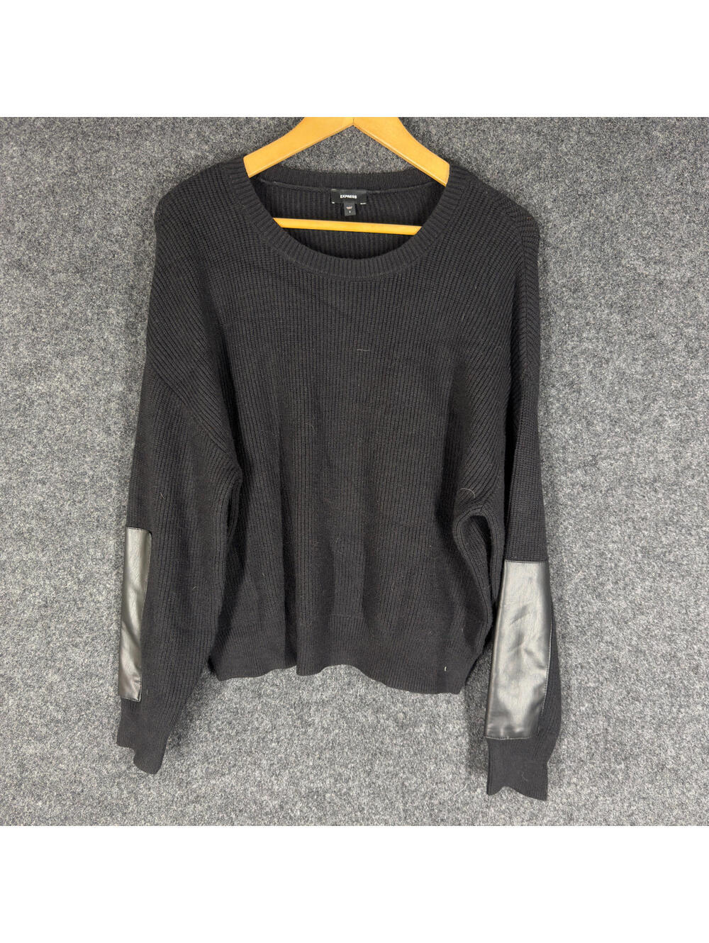 Express Sweater Pullover Women S Small Black Knit Long Sleeve Round Neck Casual